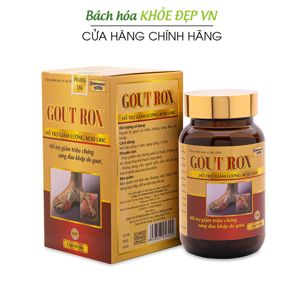 GOUT ROX thảo dược giảm acid uric, giảm gút, giảm sưng đau khớp - Chai 50 viên [GOUT ROX]