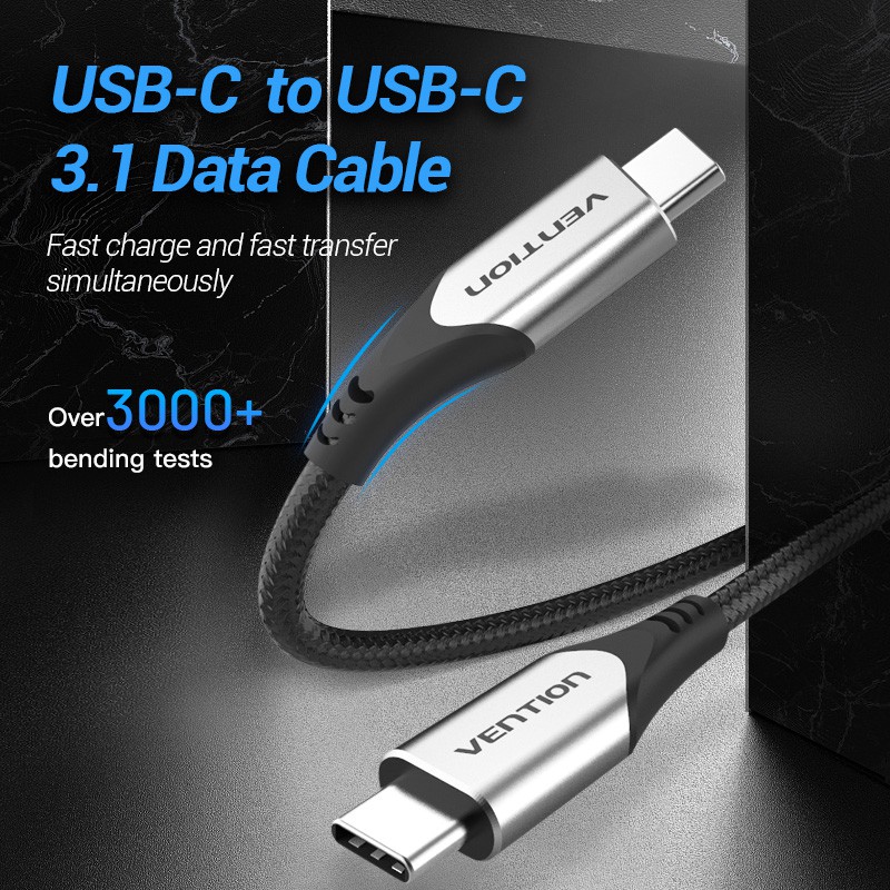 Cáp Sạc Nhanh Vention 3A Cổng USB 3.1 Type C 5Gbps Tốc Độ Truyền Cao