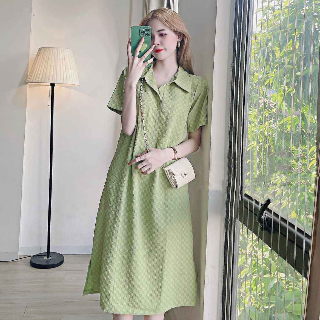 Đầm Bầu Váy Bầu Mùa Hè Thiết Kế Công Sở Cổ Sơ Mi Xinh Xắn Sang Chảnh Dáng Xuông M579 Mom and Baby