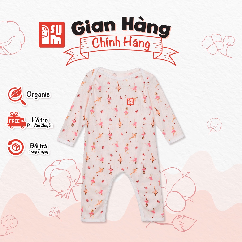 Quần áo sơ sinh bé trai bé gái IAMSU bộ quần áo sơ sinh body liền thân cổ chồm dài tay vải Cotton Organic nhập Hàn