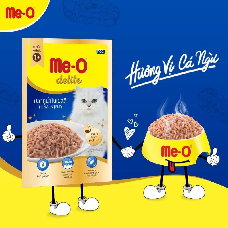 (HỘP 12 GÓI ) Thức Ăn Dinh Dưỡng Pate Cho Mèo Me-O Delite Gói 70g