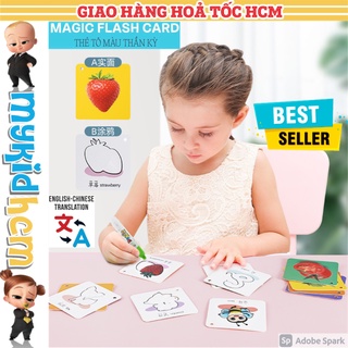 HCM FLASHCARD tô màu thần kỳ tự xoá học song ngữ tiếng Anh tiếng Trung cho bé Bộ thẻ học từ vựng thông minh kèm hình ảnh