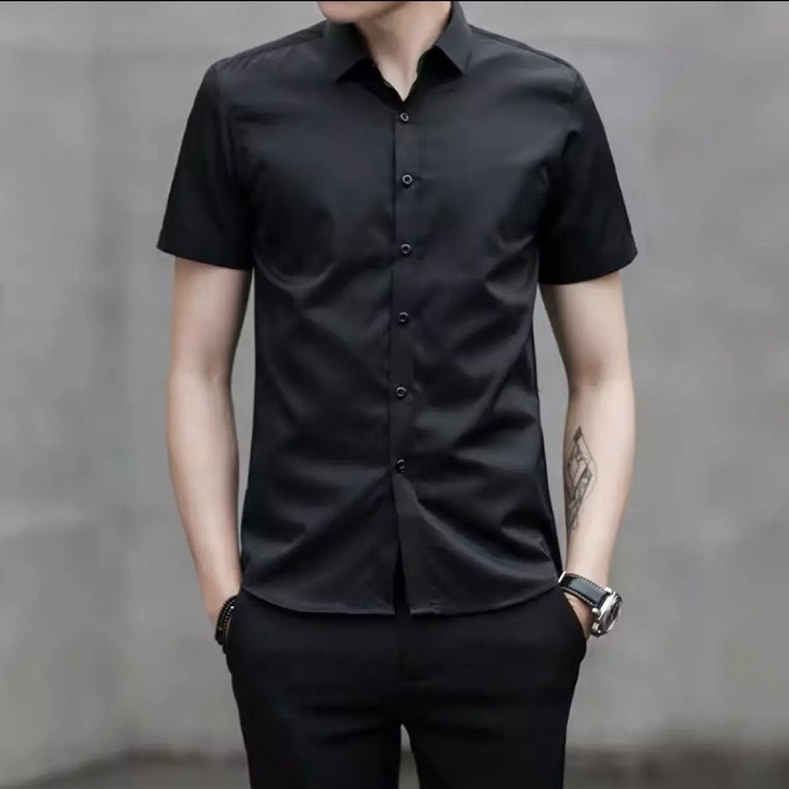 Áo sơ mi nam tay ngắn ZARA BASIC màu ĐEN vải cotton lụa cao cấp chống nhăn - SANG TRỌNG LỊCH LÃM