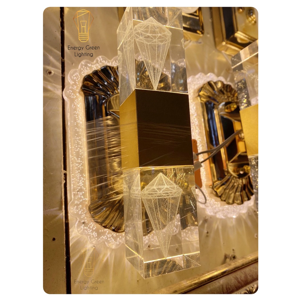 Đèn Led Energy Green Lighting Thủy Tinh Gắn Tường 2 Đầu Kiểu Dáng Hiện Đại Hình Kim Cương 87591 ( Ánh Sáng Vàng )