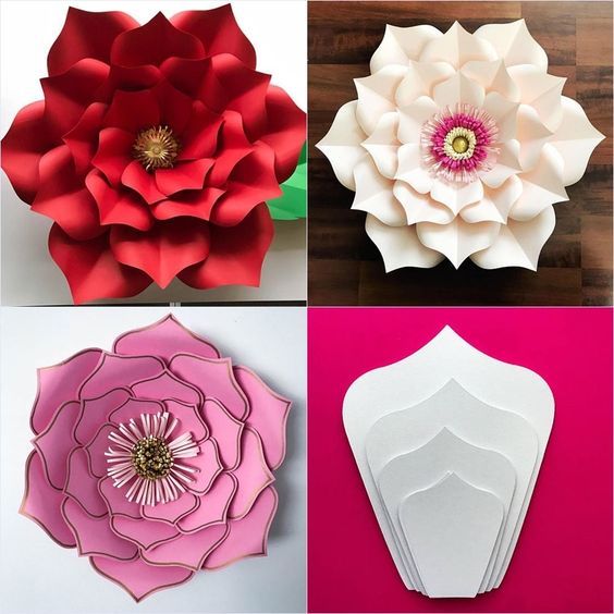Set 6 cánh hoa mẫu làm hoa hồng giấy