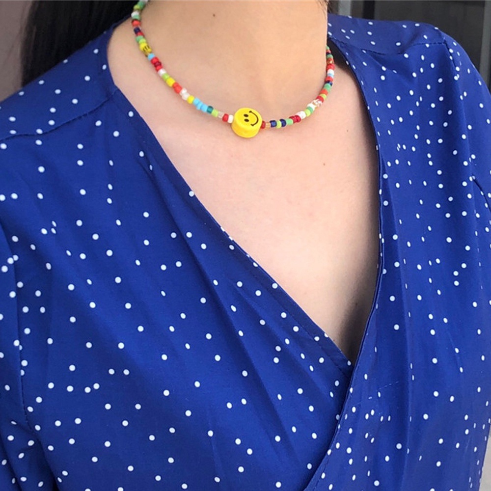 Vòng cổ choker phối hạt cườm nhiều màu sắc cầu vồng thời trang dành cho nữ DIY