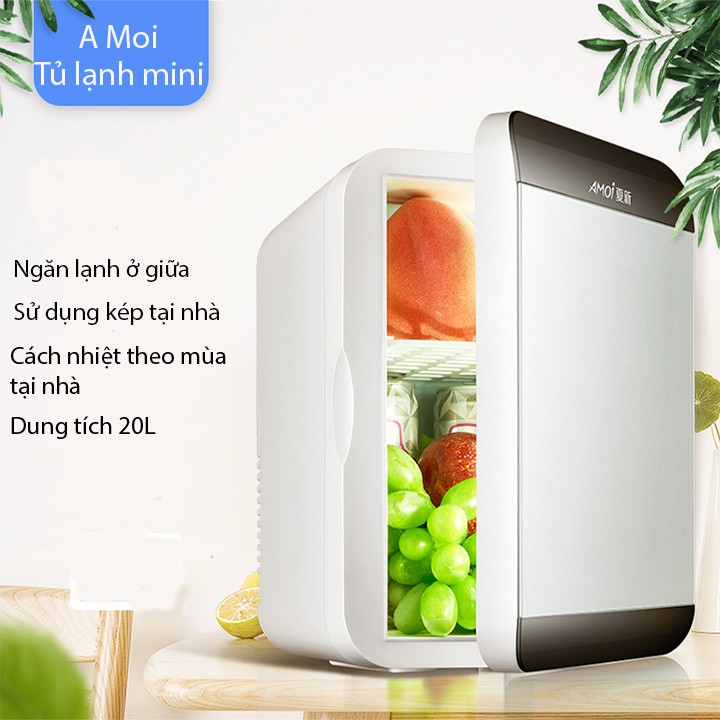 Tủ lạnh mini 2 chiều nóng lạnh dùng gia đình, trên ô tô. Tủ lạnh 2 cánh 20L làm mát nhanh, bibi shop