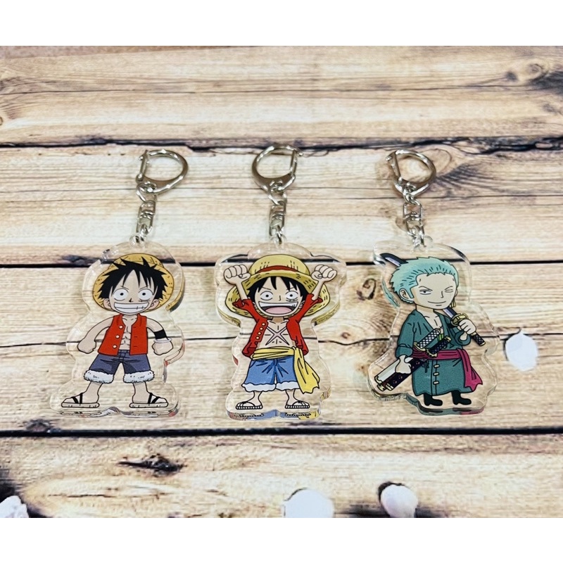 Móc khoá anime One piece lufy mon key mica trong dày