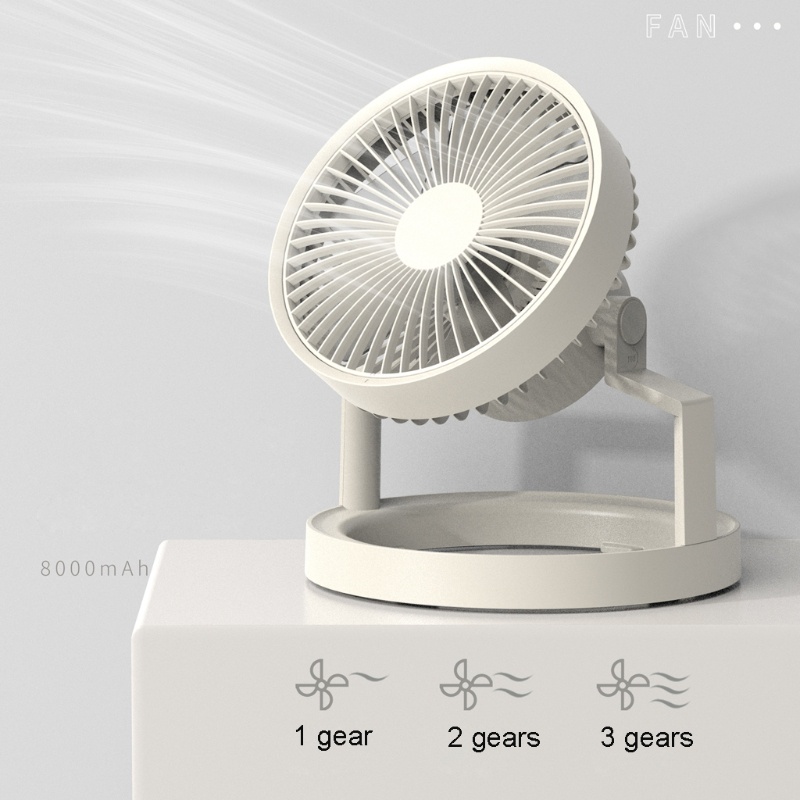 Quạt Cắm Trại 8000mah 3 Tốc Độ Kèm Đèn Led Và Sạc Usb Tiện Dụng