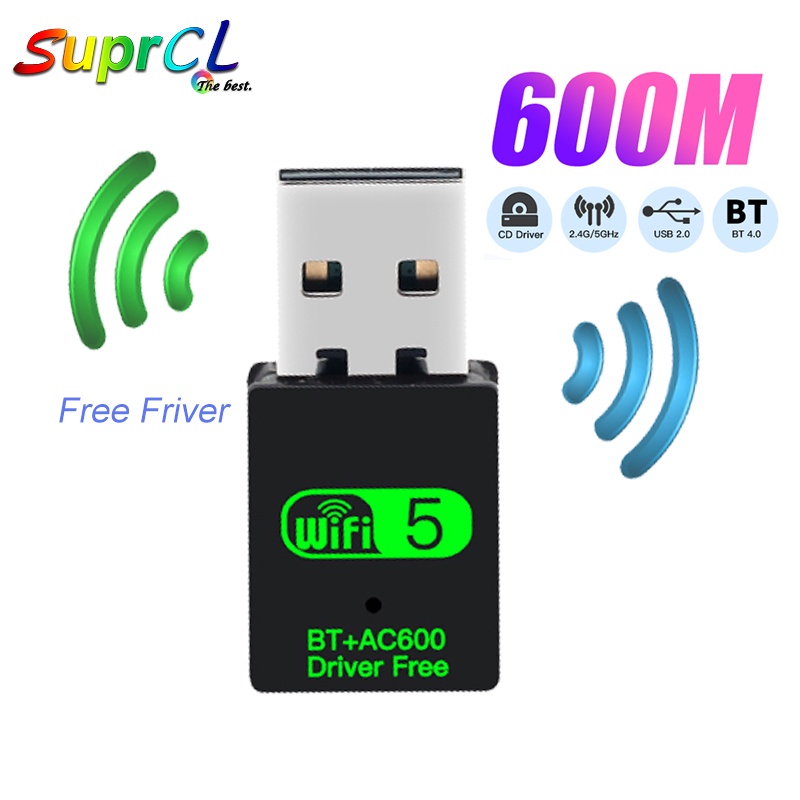 Usb Wifi 600mbps 2.4ghz / 5ghz Mini 2.0 Wlan 802.11ac Cho Pc Laptop Windows 7 / 8 / 10