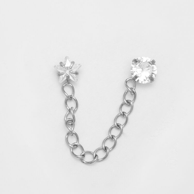 Khuyên xích Diamond Star and Round Stud