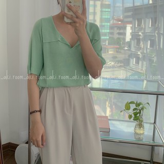 Áo len mongtoghi cổ bẻ rộng