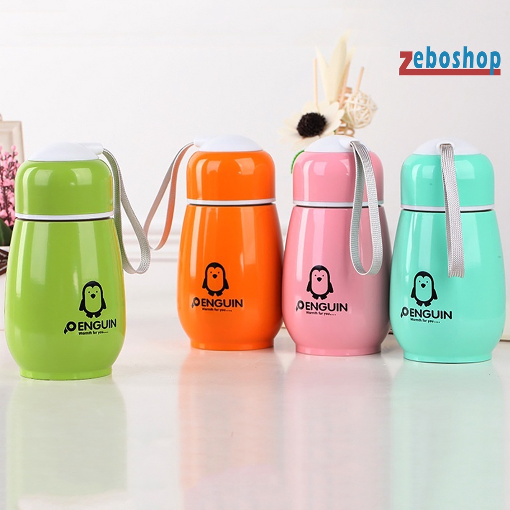 Bình Nước Giữ Nhiệt 180ml Bằng Thép Không Gỉ Hình Chim Cánh Cụt