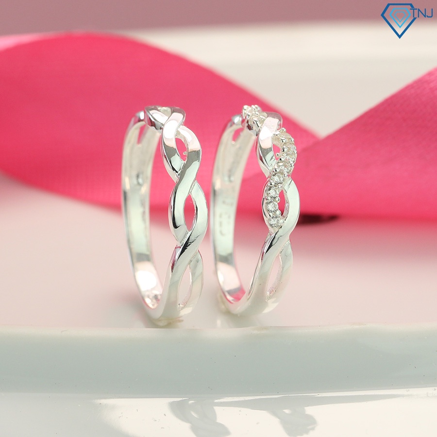 Nhẫn cặp đôi vô cực bằng bạc khắc tên theo yêu cầu ND0427 Trang Sức TNJ