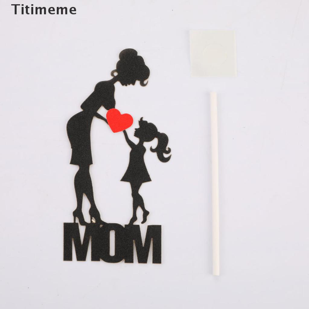 Set 10 Que Cắm Trang Trí Bánh Kem Chữ I Love Mom Dễ Thương