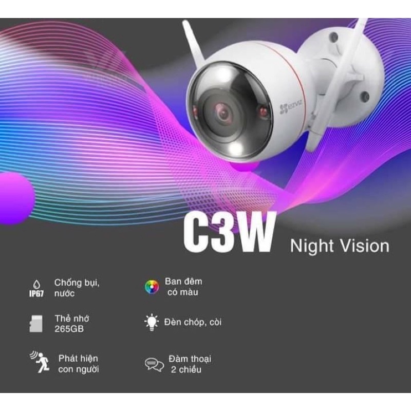 Camera wifi ngoài trời C3W 4MB Pro ezviz Full màu ban đêm, đàm thoại 2 chiều