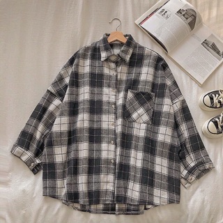 SƠMI KẺ CARO TAY PHỒNG FORM OVERSIZE