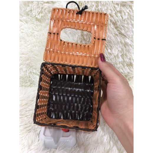 Giỏ đựng giấy giả mây đan có nắp
