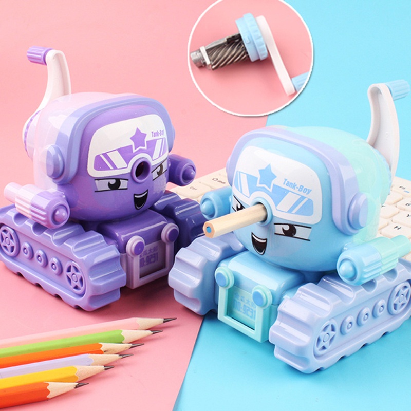 Dụng Cụ Mài Dao Hình Xe Tăng Hoạt Hình Nhiều Màu Sắc Nhỏ Gọn Dành Cho Học Sinh
