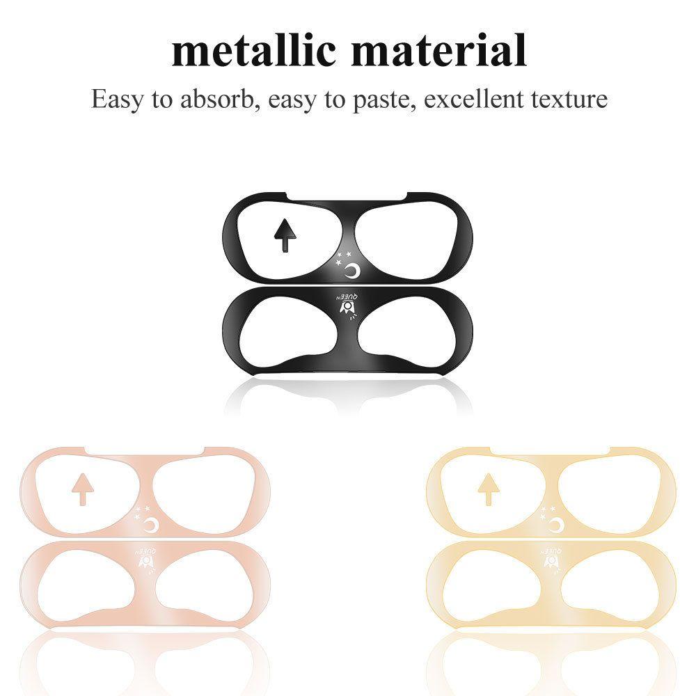 Miếng Dán Hộp Sạc Tai Nghe Bằng Kim Loại Chống Bụi Nhiều Màu Sắc