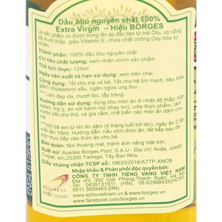 Dầu olive Borges 125ml