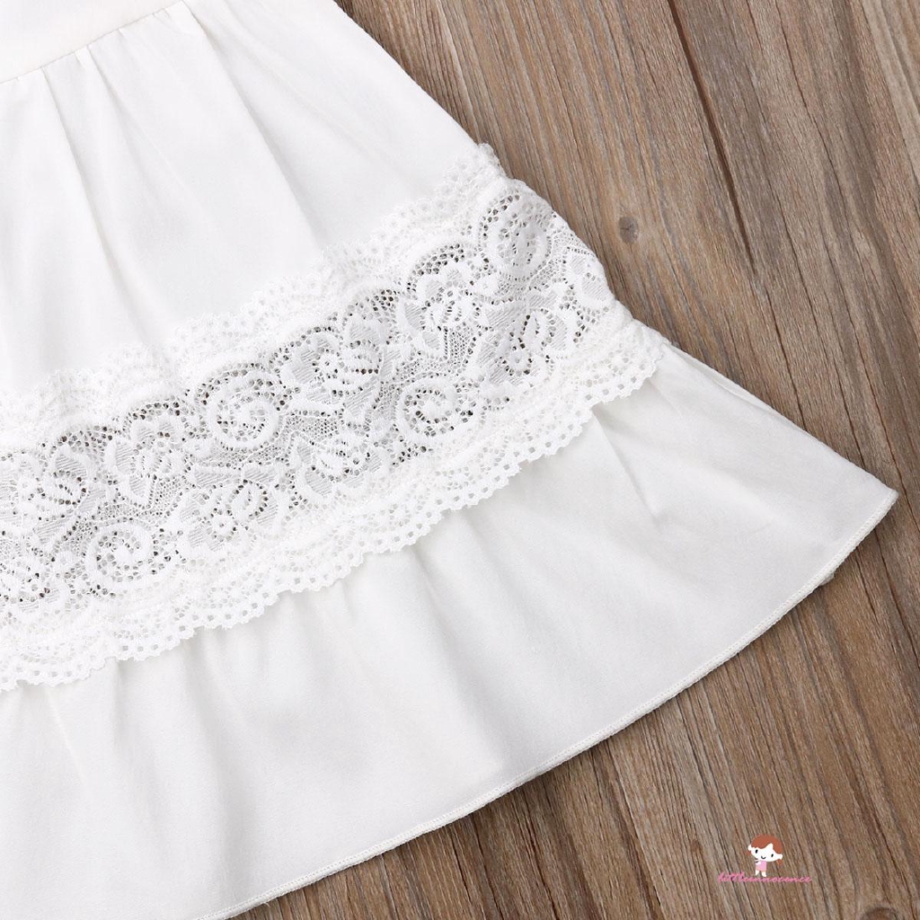 ❤XZQ-1-6Years Summer Toddler Baby Girl Clothes OffShoulder Ruffle Lace Party Dress Sundress