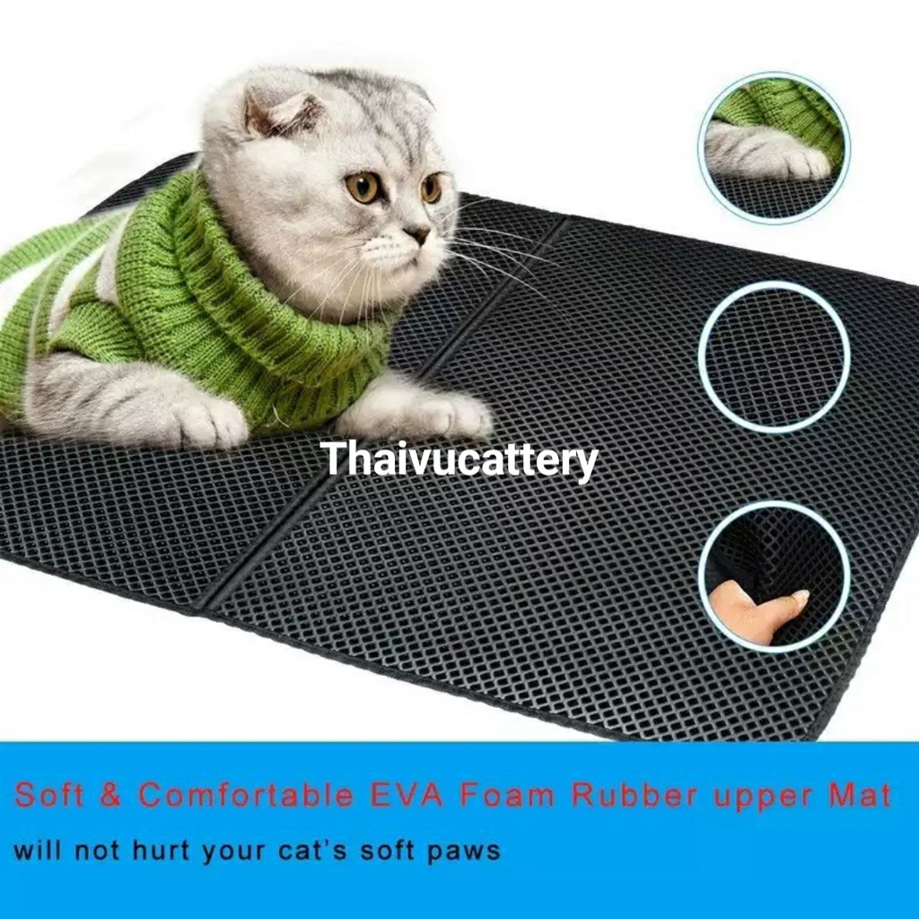 Thảm hứng cát mèo hình vuông,  lót khay vệ sinh cho mèo, chống văng cát, dày dặn và bền loại cao cấp
