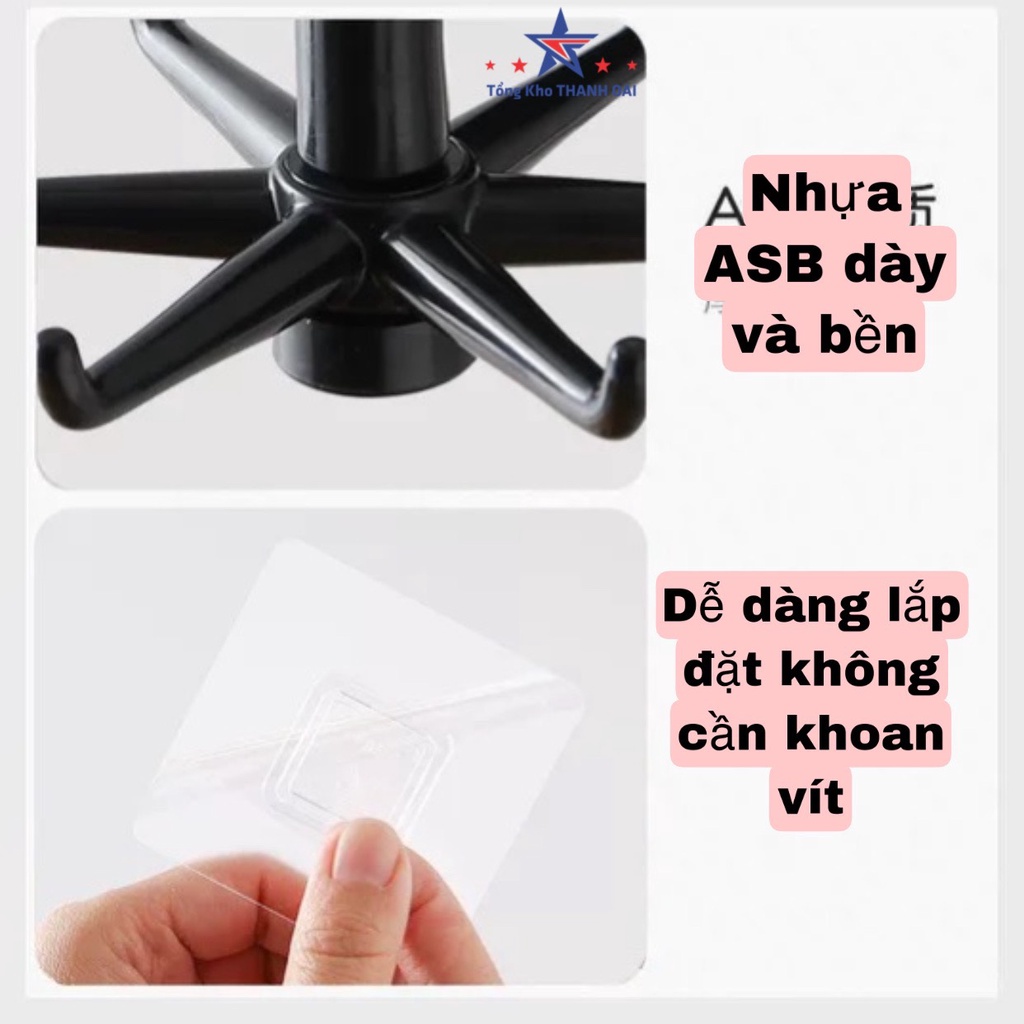 Móc dán tường treo đồ nhà bếp treo quần áo chìa khóa siêu dính đa năng xoay 360*