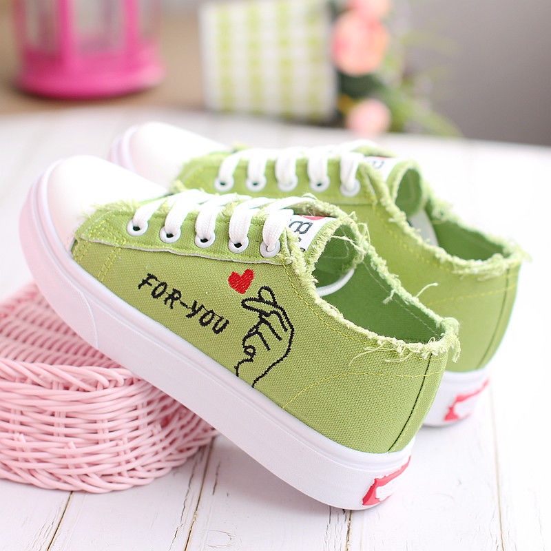Giày Thể Thao Canvas Thoáng Khí Thời Trang Xuân Thu Cho Nữ