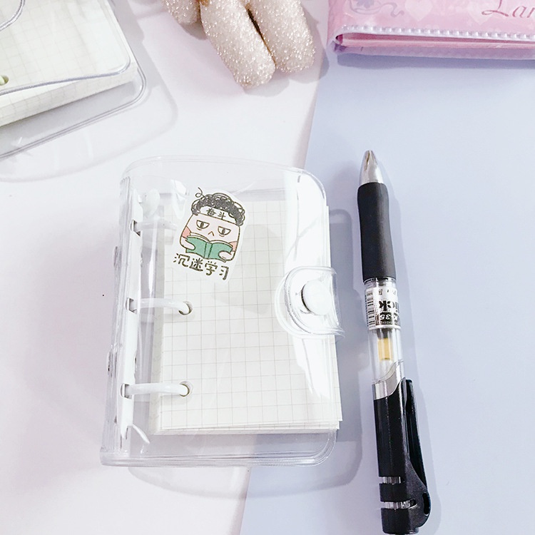 Sổ còng mini SOSAMA sổ ghi chép gáy còng bìa nhựa trong suốt có thể thay giấy SN-001335