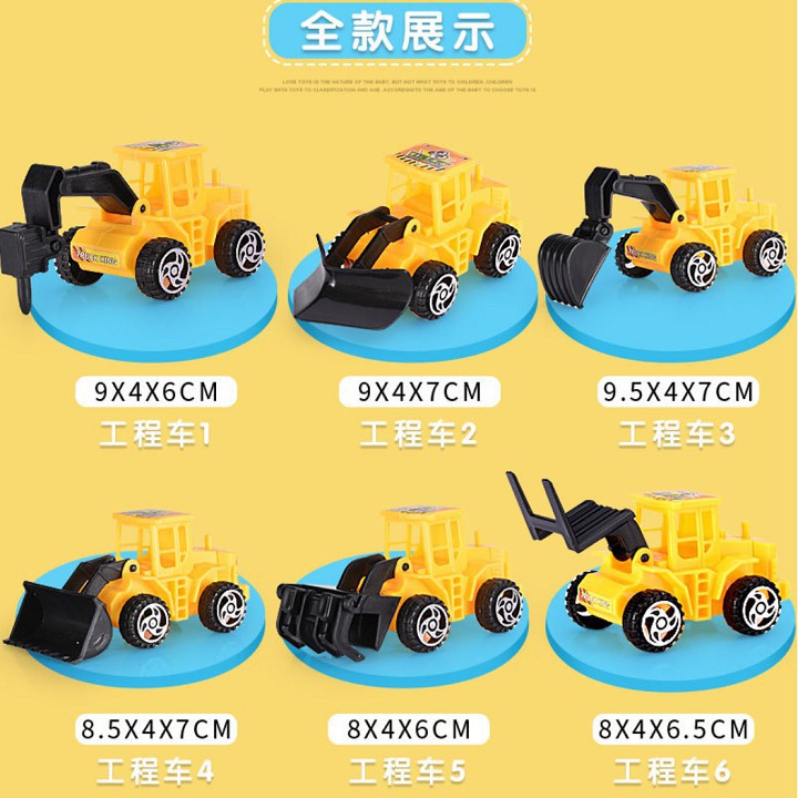 phụ kiện trang trí bánh kem [FREESHIP❤️] Bộ xe máy xúc công trình - trang trí bánh kem