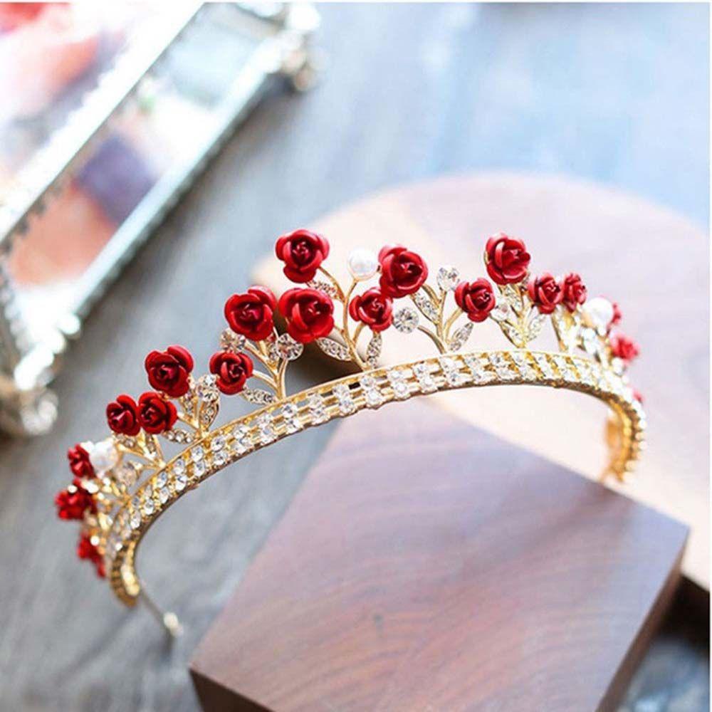 Phụ Kiện Cài Tóc Cô Dâu Phong Cách Vintage Thời Trang|Vương Miện Hợp Kim Hình Hoa Hồng Nhiều Màu Sắc