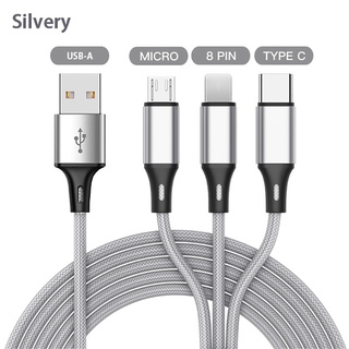 dây cáp sạc nhanh 3 trong 1 cổng micro usb type c cho ip