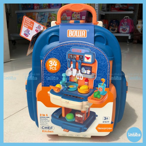 Đồ Chơi Nhà Bếp Nấu Ăn Cho Bé Nhập Vai Làm Bếp Có Lắp Vòi Nước Thật Bowa - Kitchen Set School Bag Role