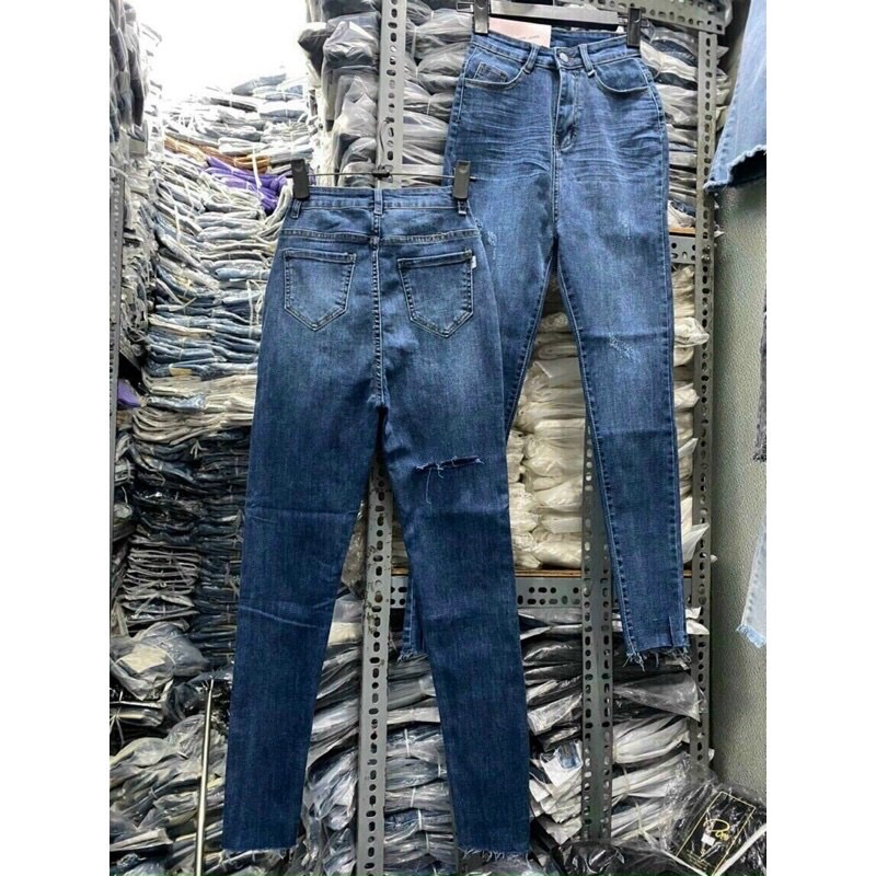 Quần Jean Rách Đít Lưng Siêu Cao Chất Co Giản Hàng Bán Shop