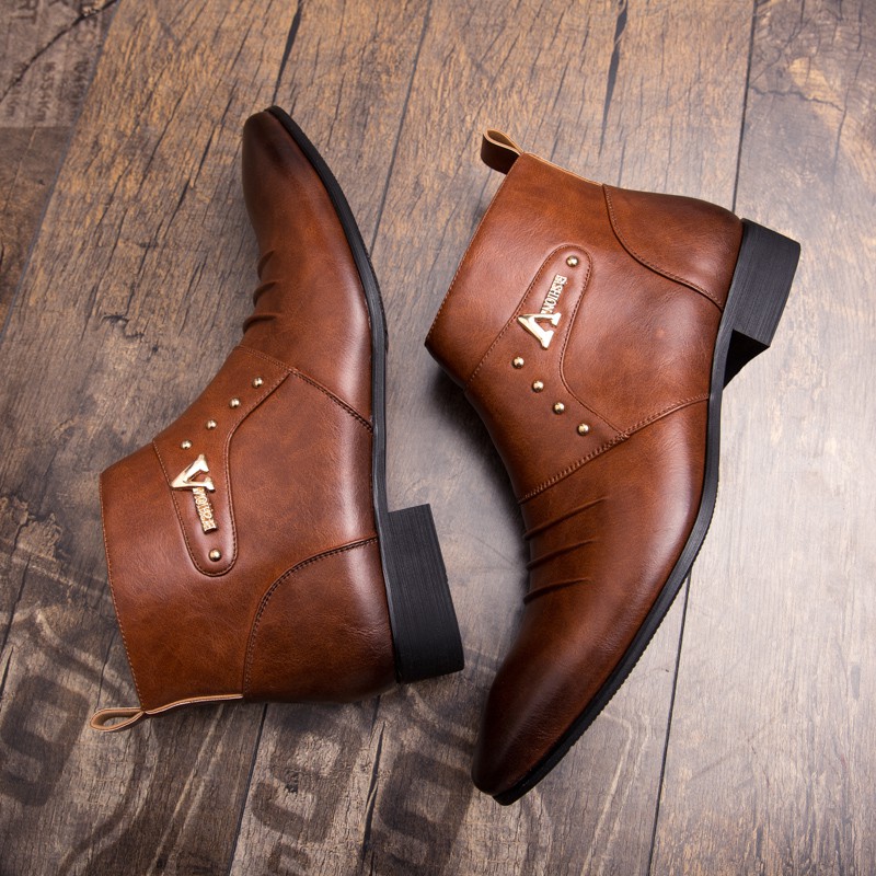 New winter leather trim high-end men's shoes