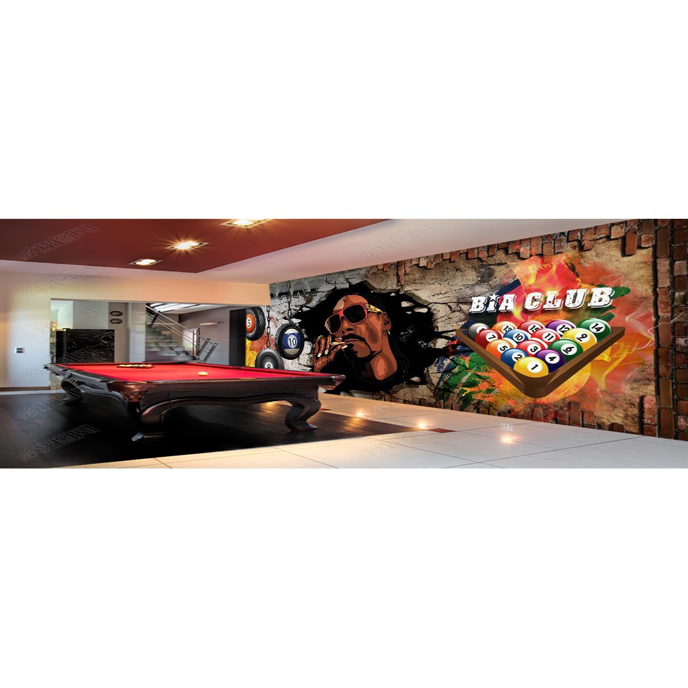 Tranh lụa 3d trang trí quán Bi-a Kích Thước 1,5m x 2m Bi-a 2