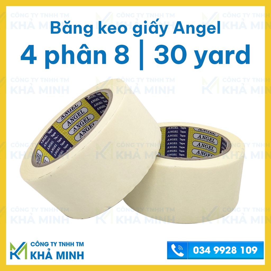 Băng keo giấy 2F4 và 4F8 loại dày 30 yard Angel siêu dính