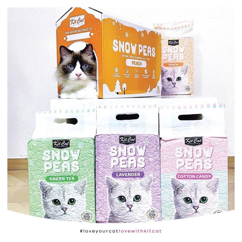 Cát đậu tuyết Kit Cat Snow Peas 7L - cát vệ sinh hữu cơ, không bụi, siêu vón tốt dành cho mèo - Kitty Pet S