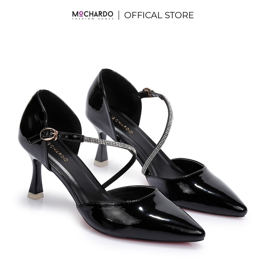 Giày cao gót dây chéo kim tuyến da bóng mũi nhọn F.22 - Cao 5cm - Mochardo