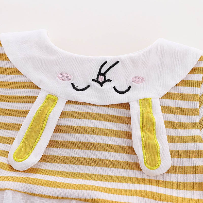 Đầm kẻ sọc ngắn tay đáng yêu cho bé gái