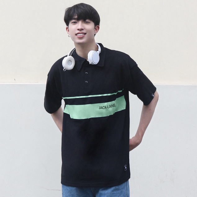 Áo Polo Oversize POOF, JACKLANE, Áo polo cộc tay Unisex Jack Lane
