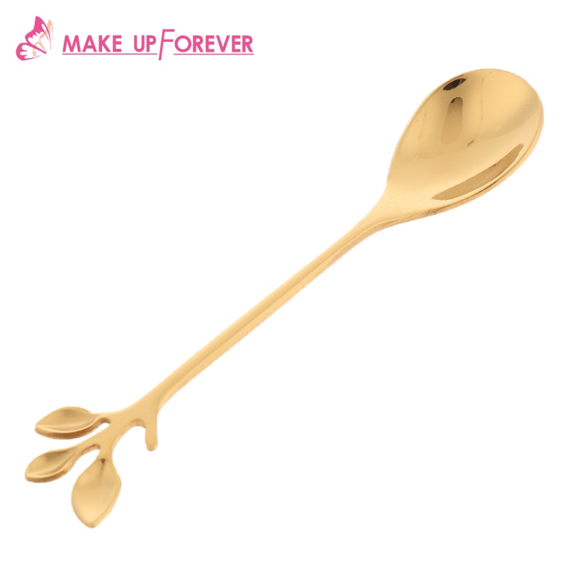 [Make_up Forever]Leaf Pattern Stainless Steel Tea Coffee Spoon Tableware Colorful