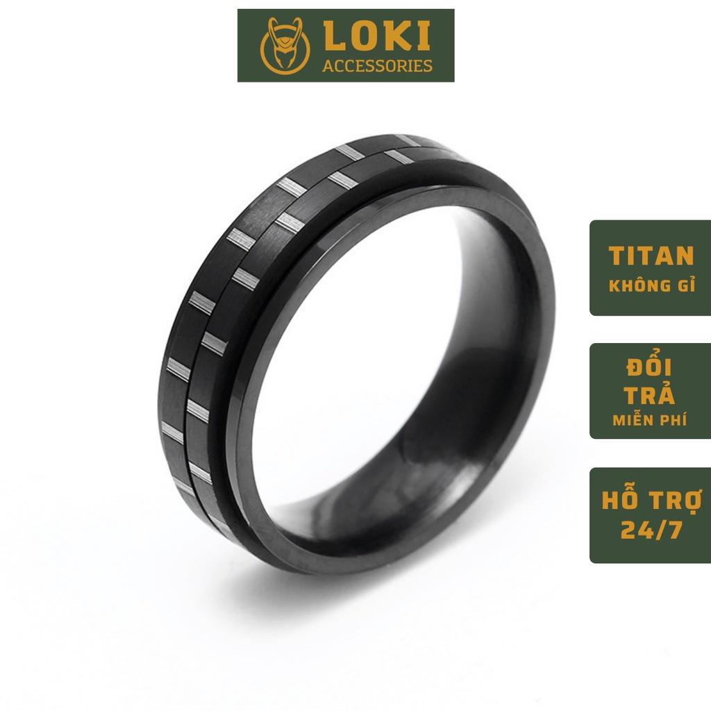 Nhẫn nam nữ tròn Loki Accessories màu đen thời trang chất Titan đẹp đơn giản không gỉ - Nhẫn Spot
