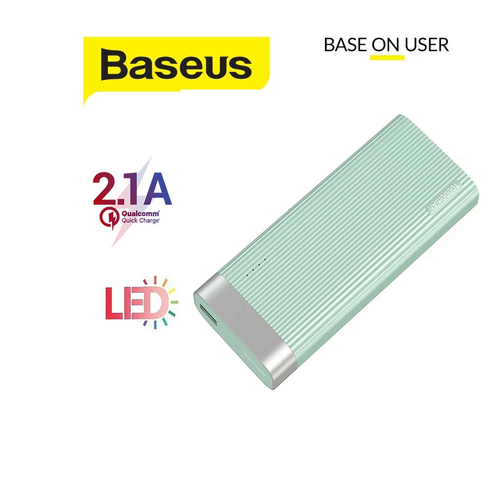 Pin dự phòng 10000mAh Baseus Parallel Line sạc nhanh 2.1A, 2 input (Micro USB + Type-C) tích hợp đèn LED báo pin