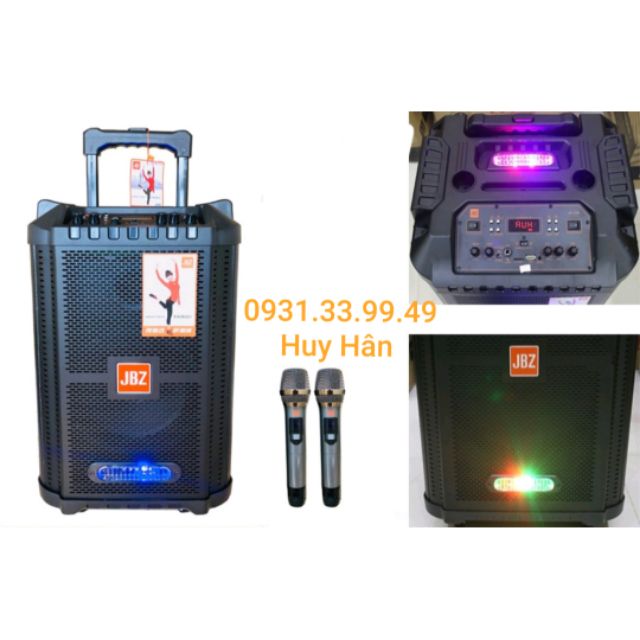 Loa kéo karaoke JBZ-NE-1206 / 1006 / 0806 (Loa 1206 Bass 30cm công suất 160w max 400w) tặng 2 Micro UHF- Kim loại