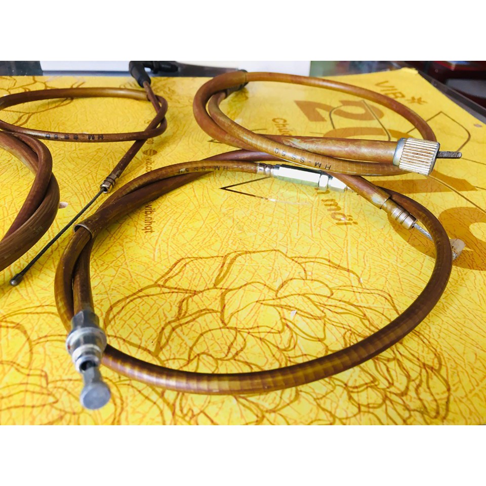 Dây côn + dây thắng + dây ga cuốn + dây km cho xe cd - màu ngã vàng cho xe Cd-CL-MD