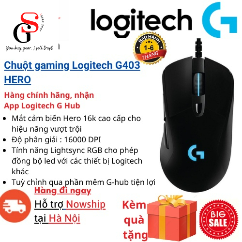 Chuột chơi game Logitech G403 Hero gaming (USB/RGB/Đen)