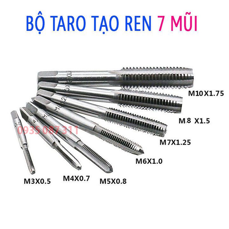 Bộ 7 Mũi khoan taro cắt ren, tạo ren xoắn M3 - M8