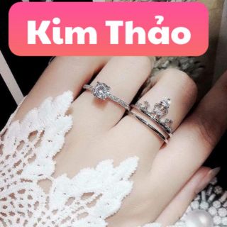 Nhẫn nữ bạc ta 2in1 hình vương miện